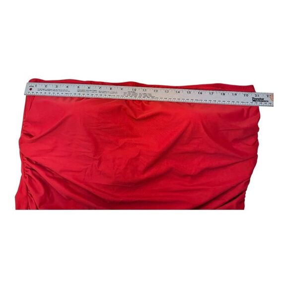 J. Crew Red Ruched Strapless One Piece Swimsuit Bathing Suit Size 24 - Picture 5 of 7